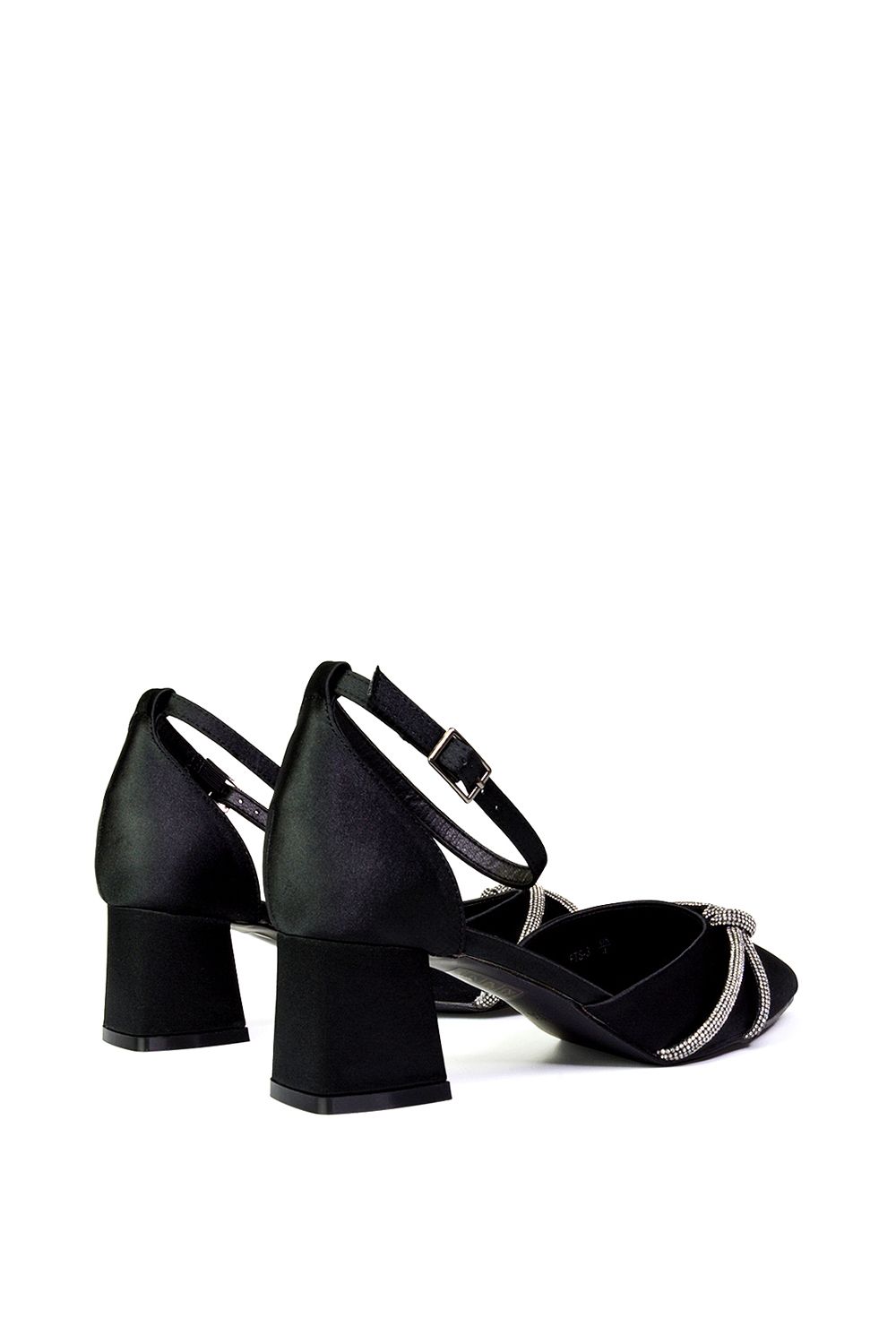 XY London 'Sarah' Ankle Strap Pointed Toe Diamante Mid Block Heels image 5