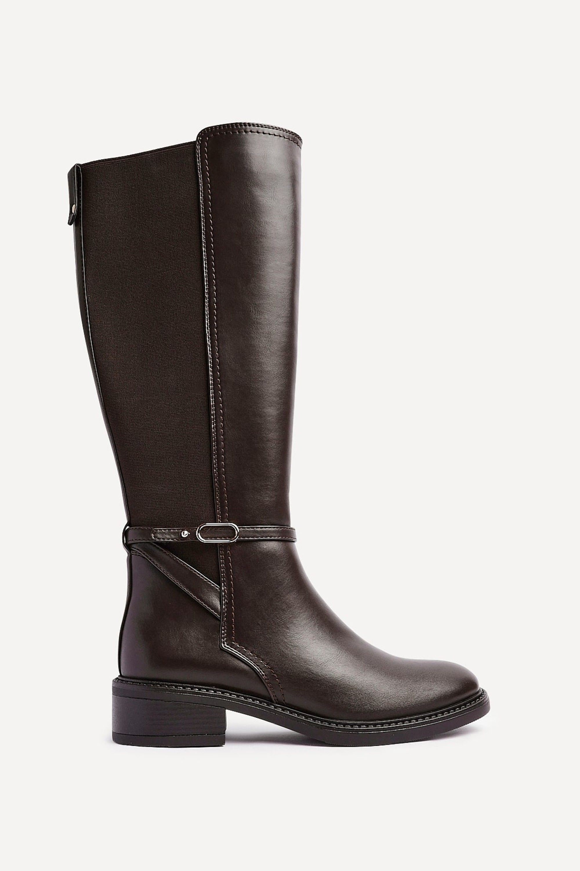 Linzi Power Brown Faux Leather Riding Boot