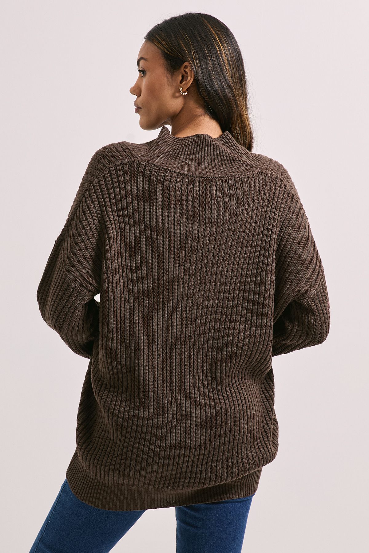 Dorothy Perkins Cocoon High Neck Jumper Chocolate image 3