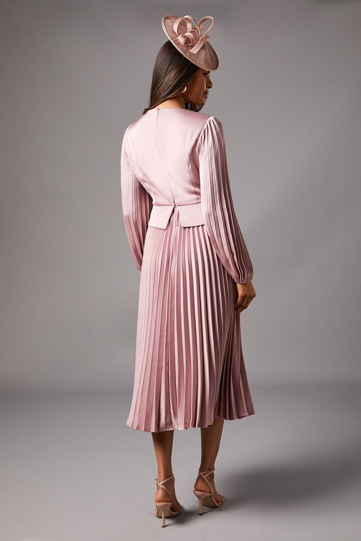 Coast Petite Pleat Skirt Midi Dress Antique Rose image 4