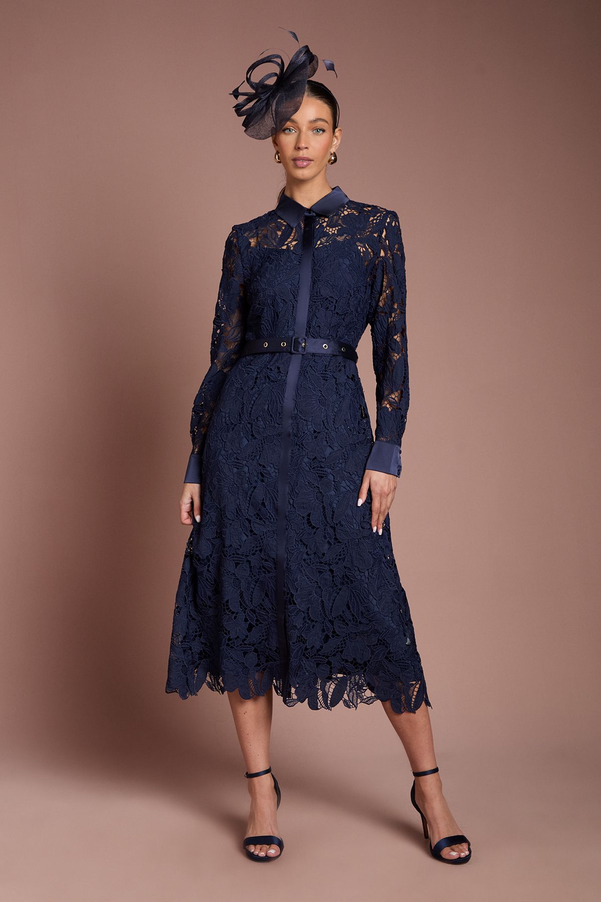 Coast Lace Shirt Dress Navy
