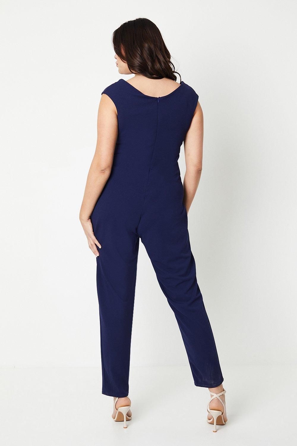 Coast Plus Scuba Crepe Wrap Jumpsuit Navy image 3