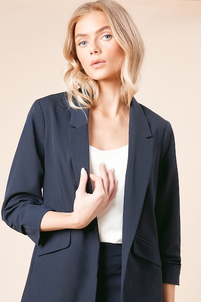 Dorothy Perkins Ruched Sleeve Blazer Navy