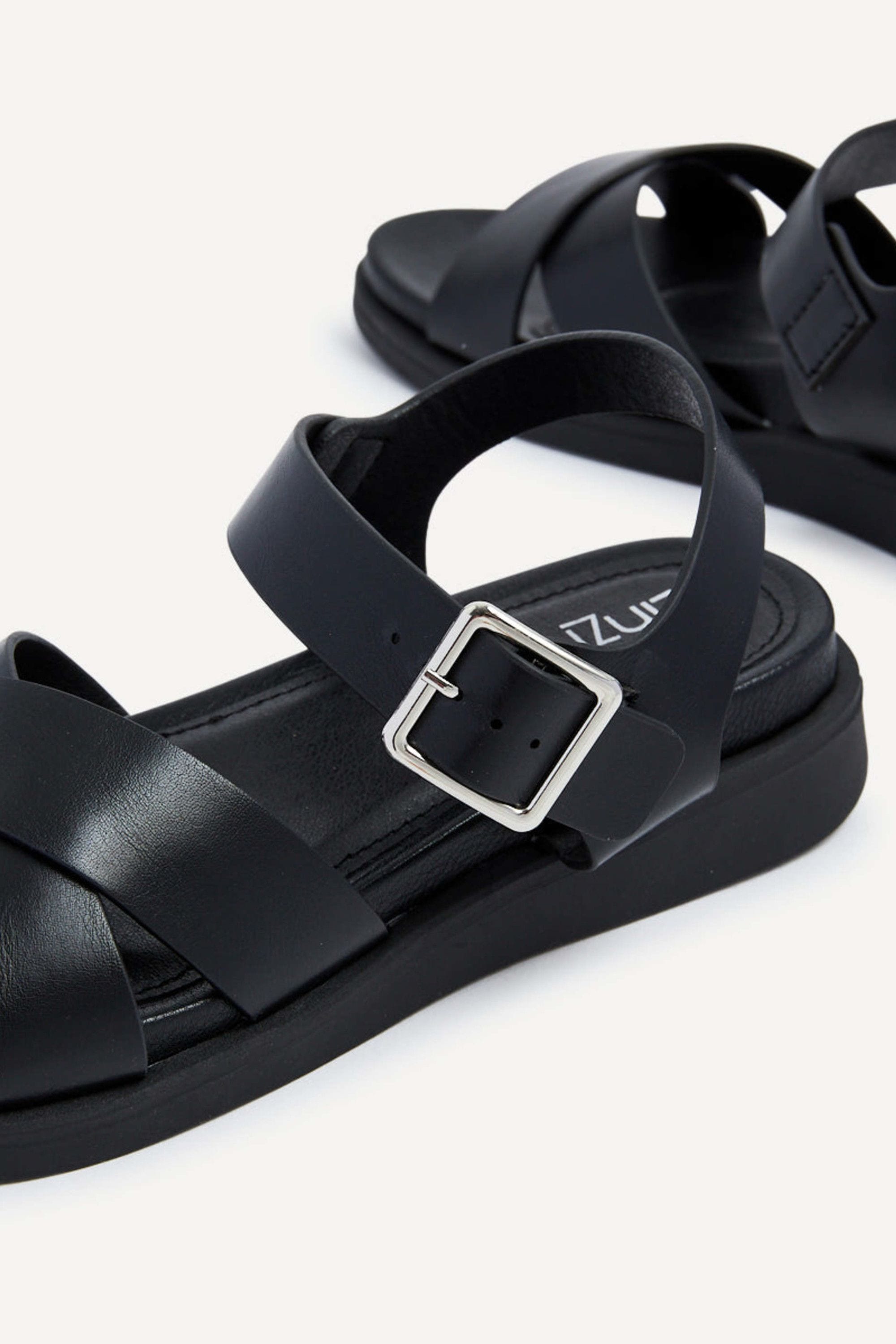 Linzi Alanis Black Faux Leather Footbed Sandals image 5