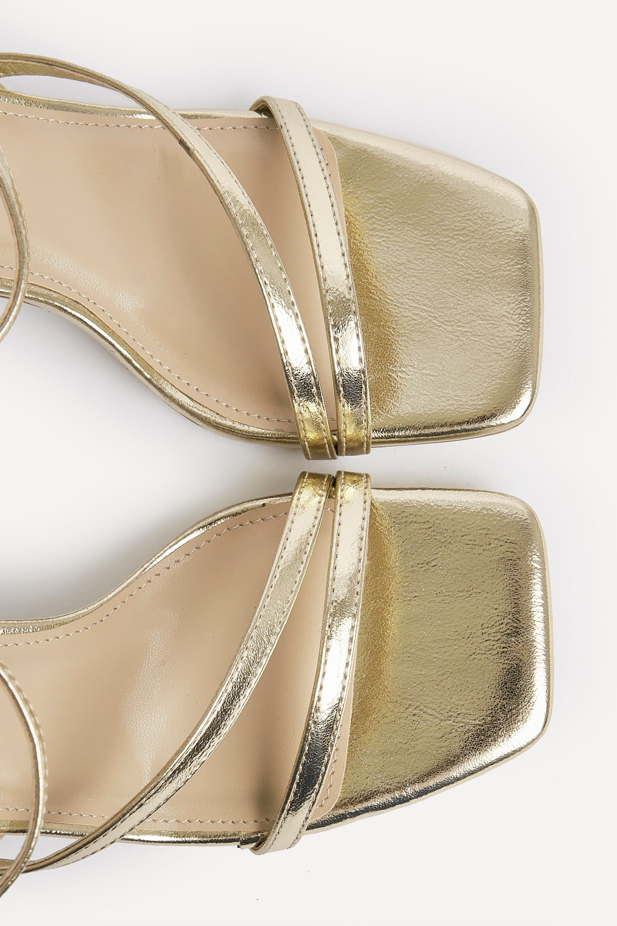 Linzi Nicole Gold Faux Leather Strappy Heels image 4