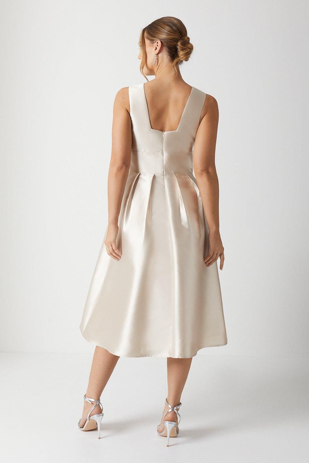 Coast Plunge Neck Structured Twill Midi Bridesmaid Dress Champagne image 3