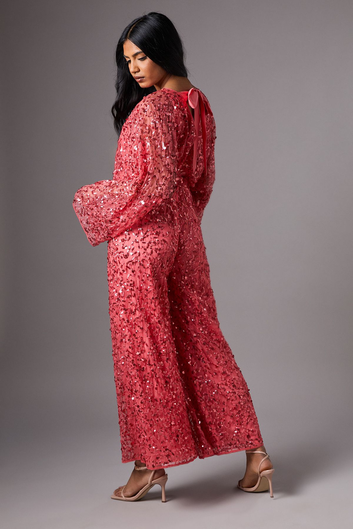 Coast Petite Sequin Batwing Jumpsuit Blush image 4