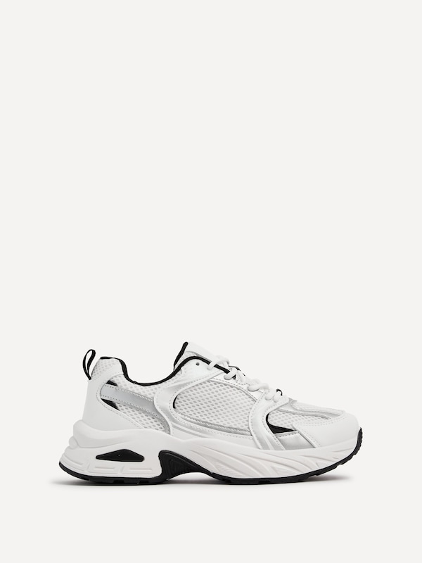 Linzi Venture White Mesh Effect Chunky Trainer