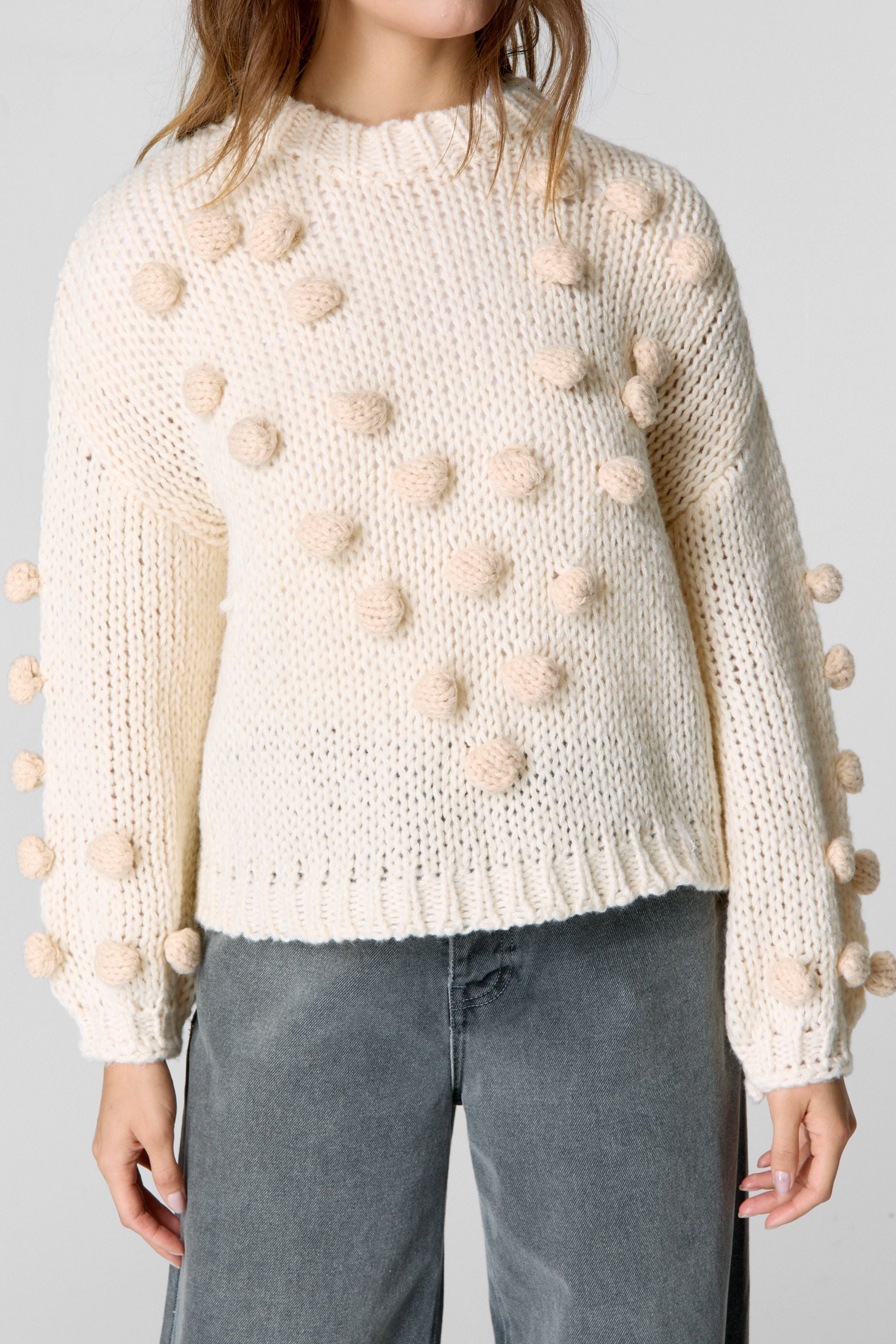 NastyGal Pom Pom Sweater Cream image 3