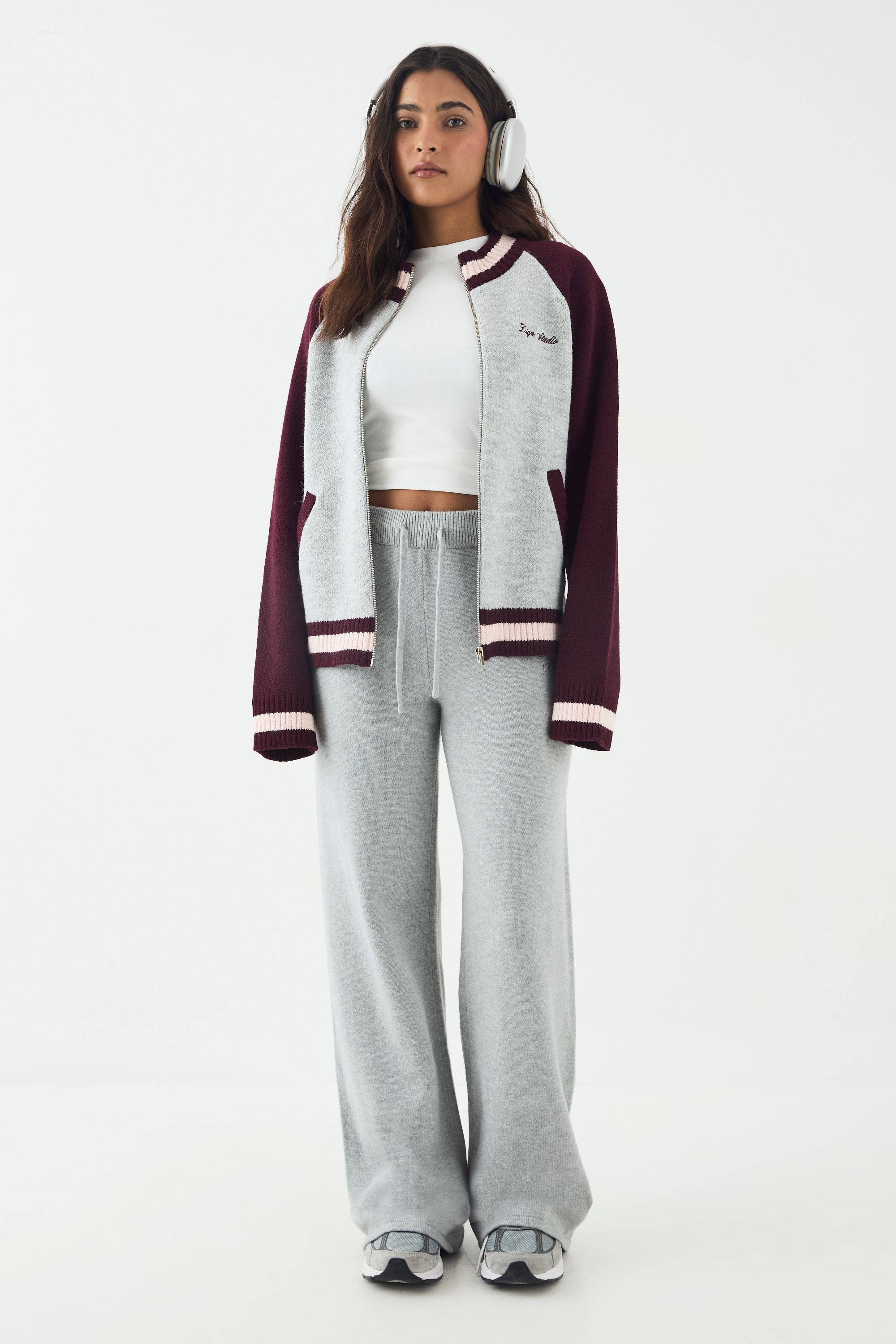 DSGN Studio DSGN Studio Oversized Knit Funnel Neck Bomber Burgundy image 5