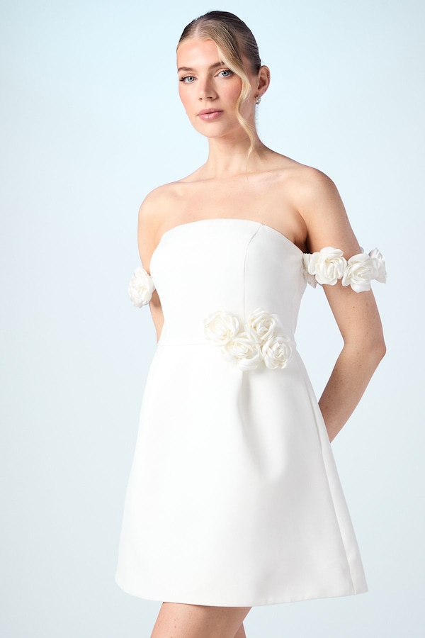 Coast Corsage Bandeau Bridal Mini Dress Ivory