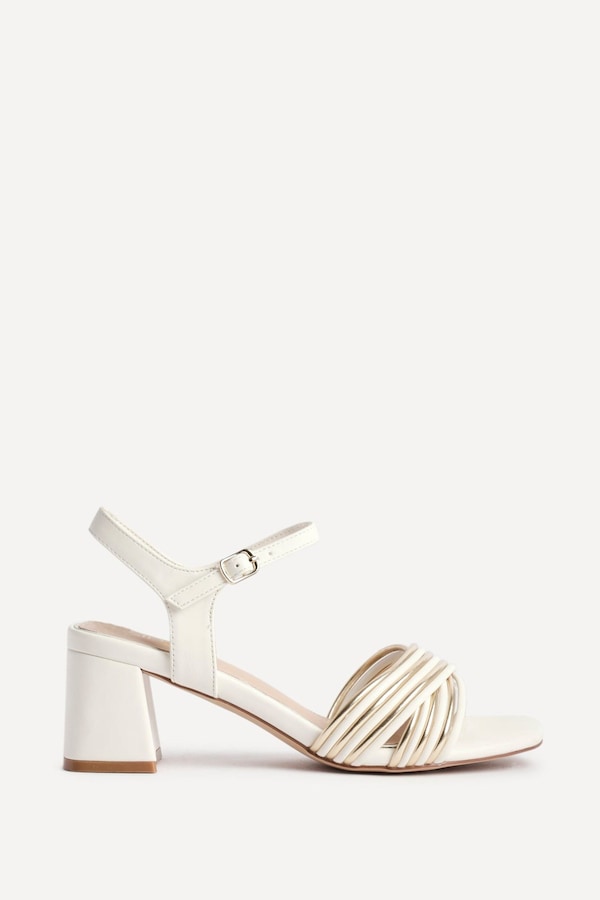 Linzi Genna Ivory Faux Leather Strappy Crossover Heeled Sandal