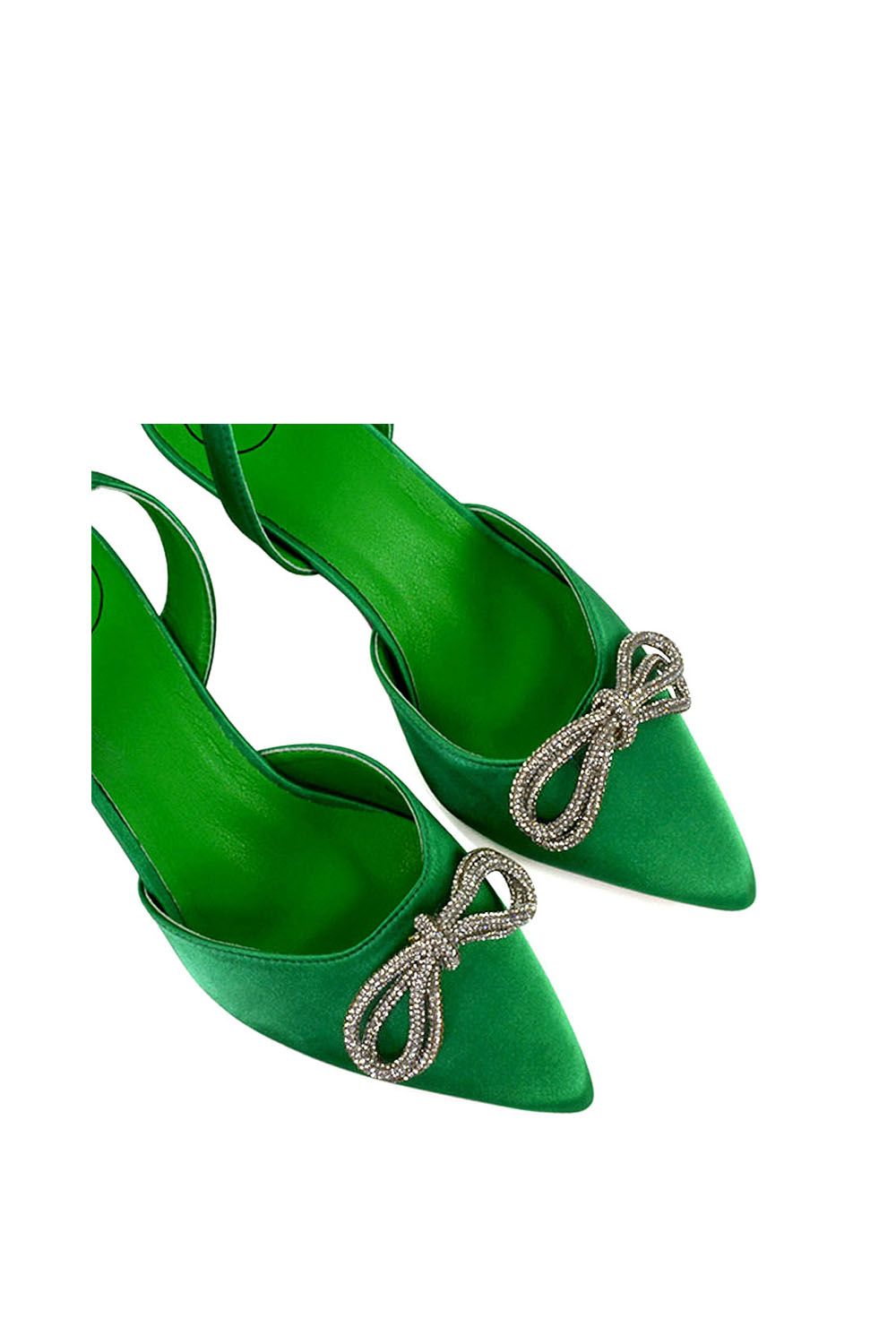 XY London 'Marinah' Slingback Diamante Bow Low Heel Court Shoes image 4