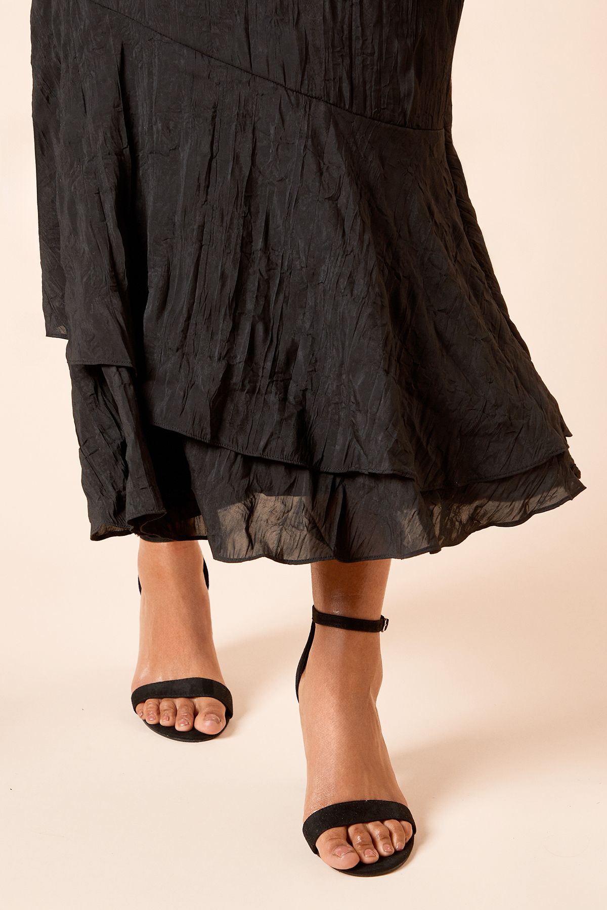 Dorothy Perkins Wide Fit Spark High Block Heel Sandals Natural Black image 2