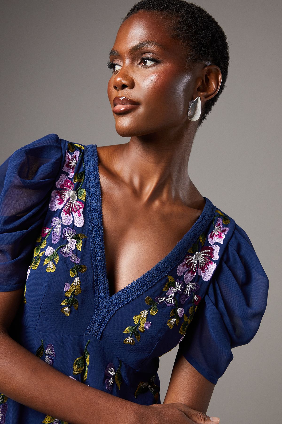 Coast Embroidered Midi Dress Blue image 4