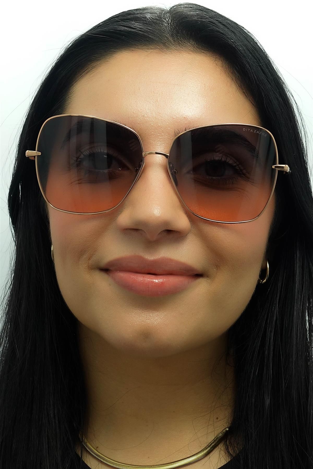 Dita Cat Eye Rose Gold Dark Grey to Peach Gradient Zazoe image 6