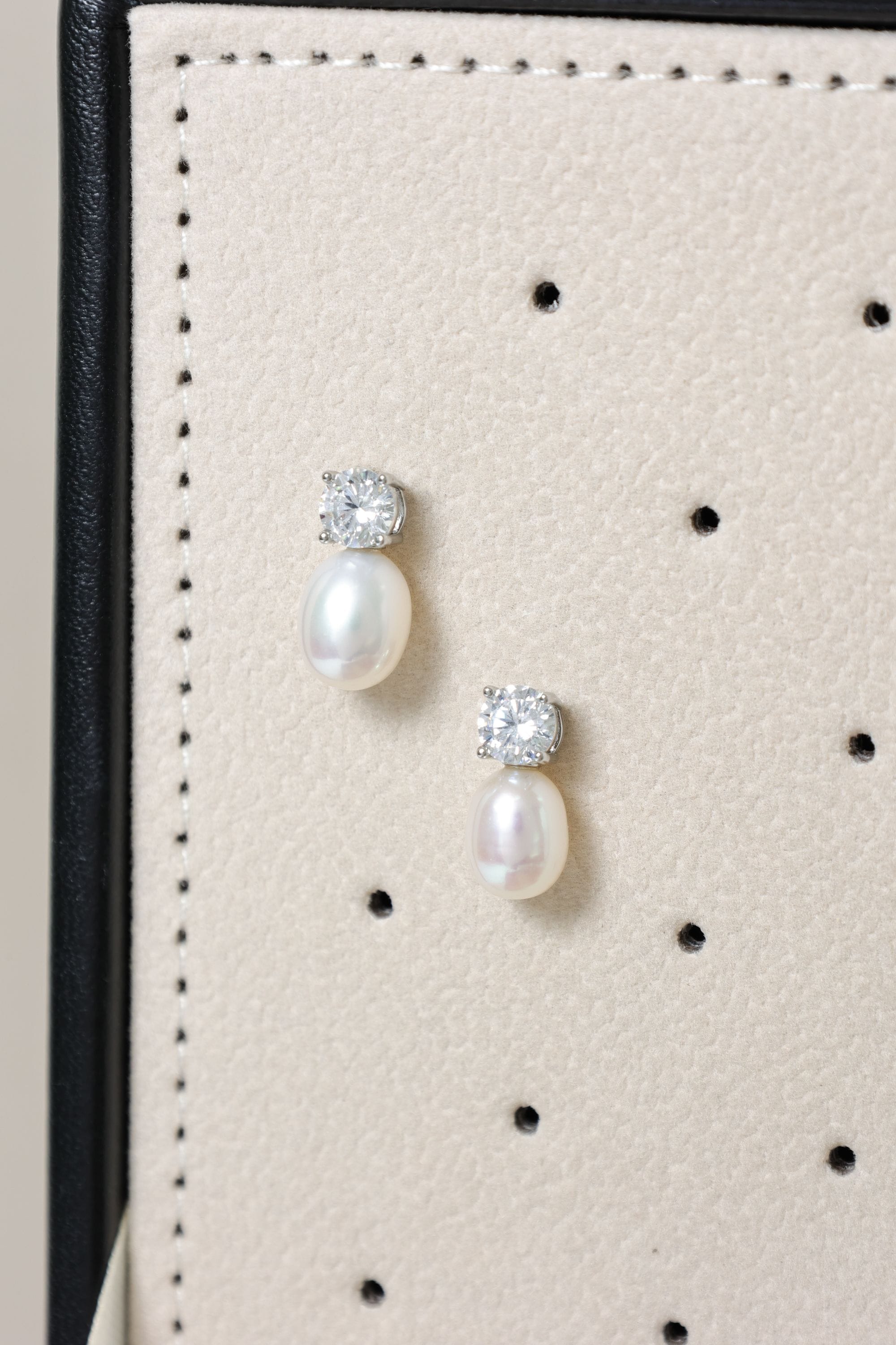 Jon Richard Rhodium Plated Crystal and Fresh Water Pearl Drop Earrings image 3