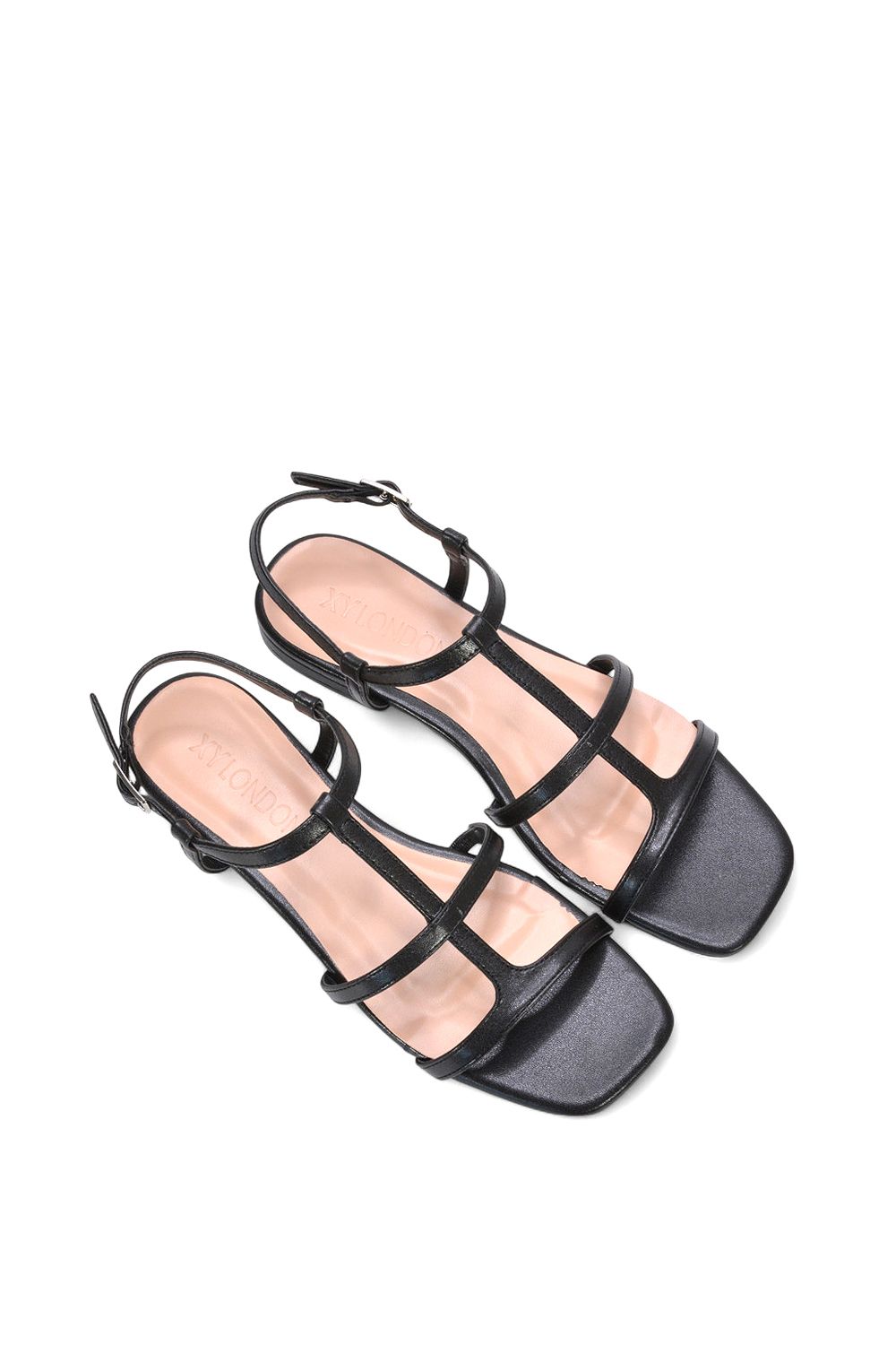XY London 'Danielle' Flat Strappy Caged Square Toe Sandals With Buckle image 6