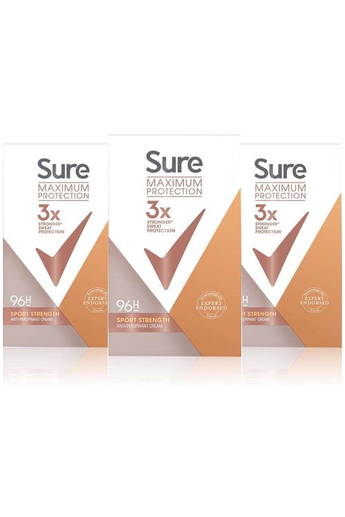 Sure Women Maximum Protection 'Anti-Perspirant Deodorant' Cream, 3x45ml