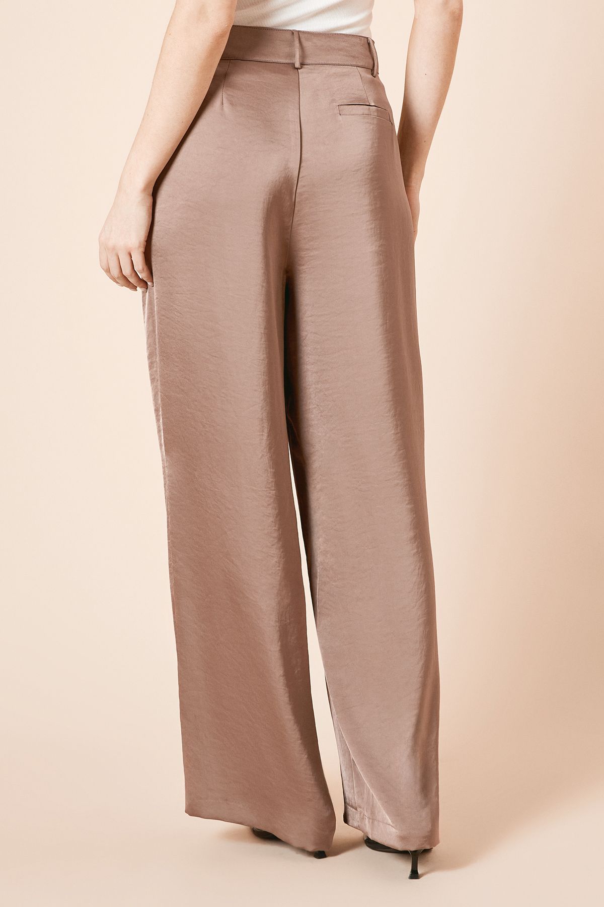 Dorothy Perkins Tailored Satin Straight Leg Trouser Taupe image 4