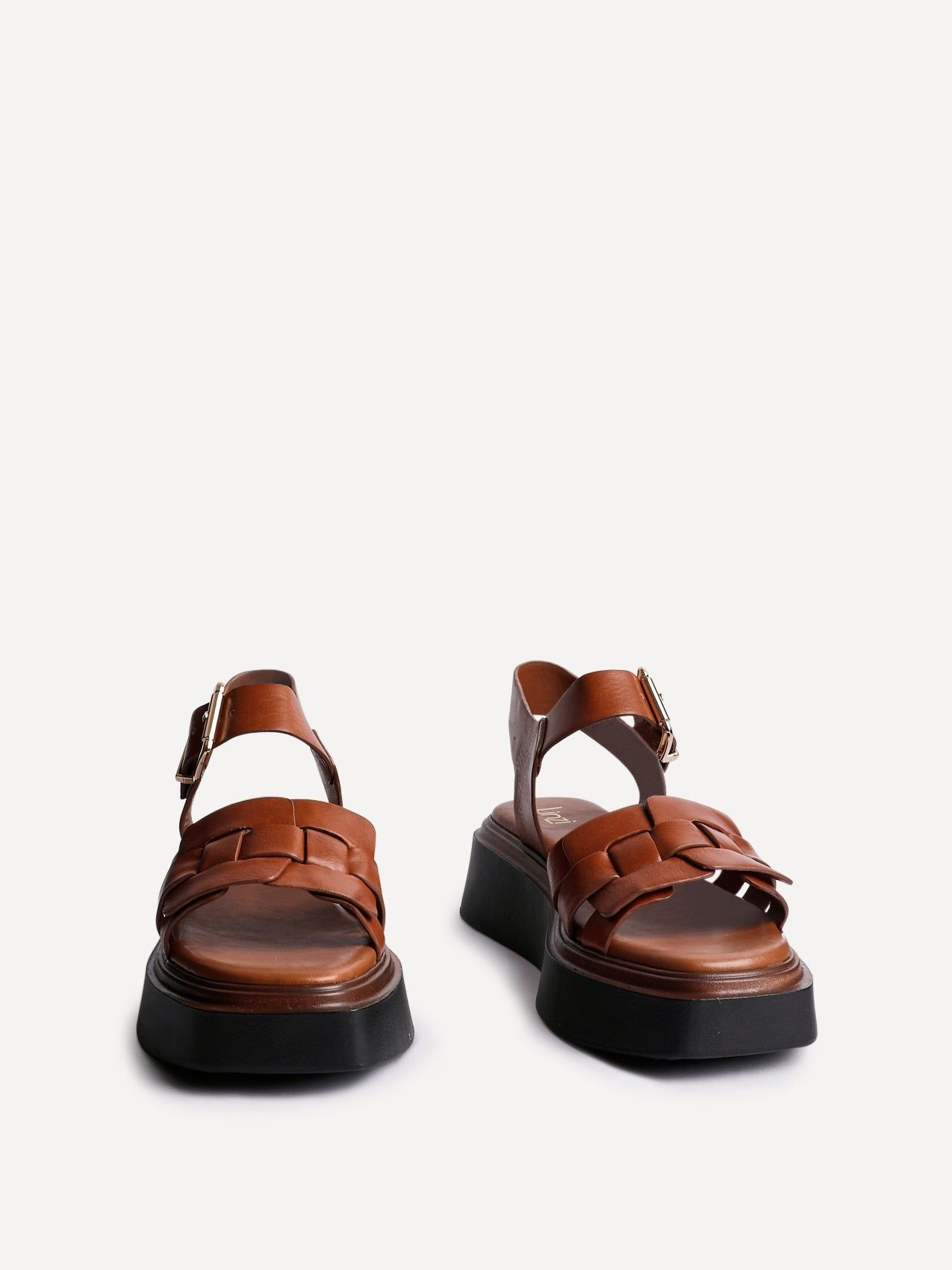 Linzi Zuri Tan Faux Leather Woven Flatform Sandals image 3