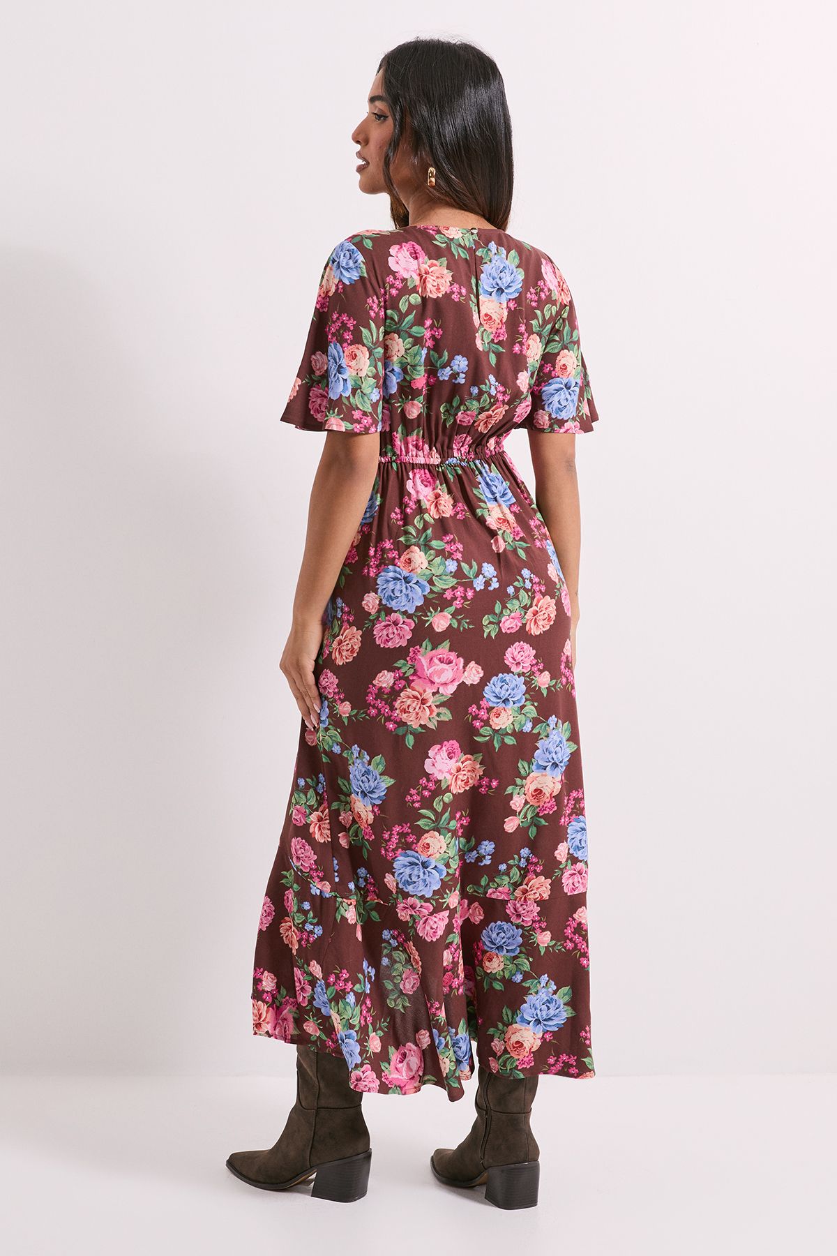 Dorothy Perkins Petite Floral Empire Seam Angel Sleeve Midaxi Dress Floral image 3