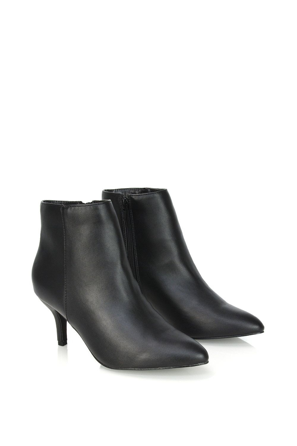 XY London 'Anastsia' Low Mid Kitten High Heel Stiletto Zip-Up Ankle Boots image 3