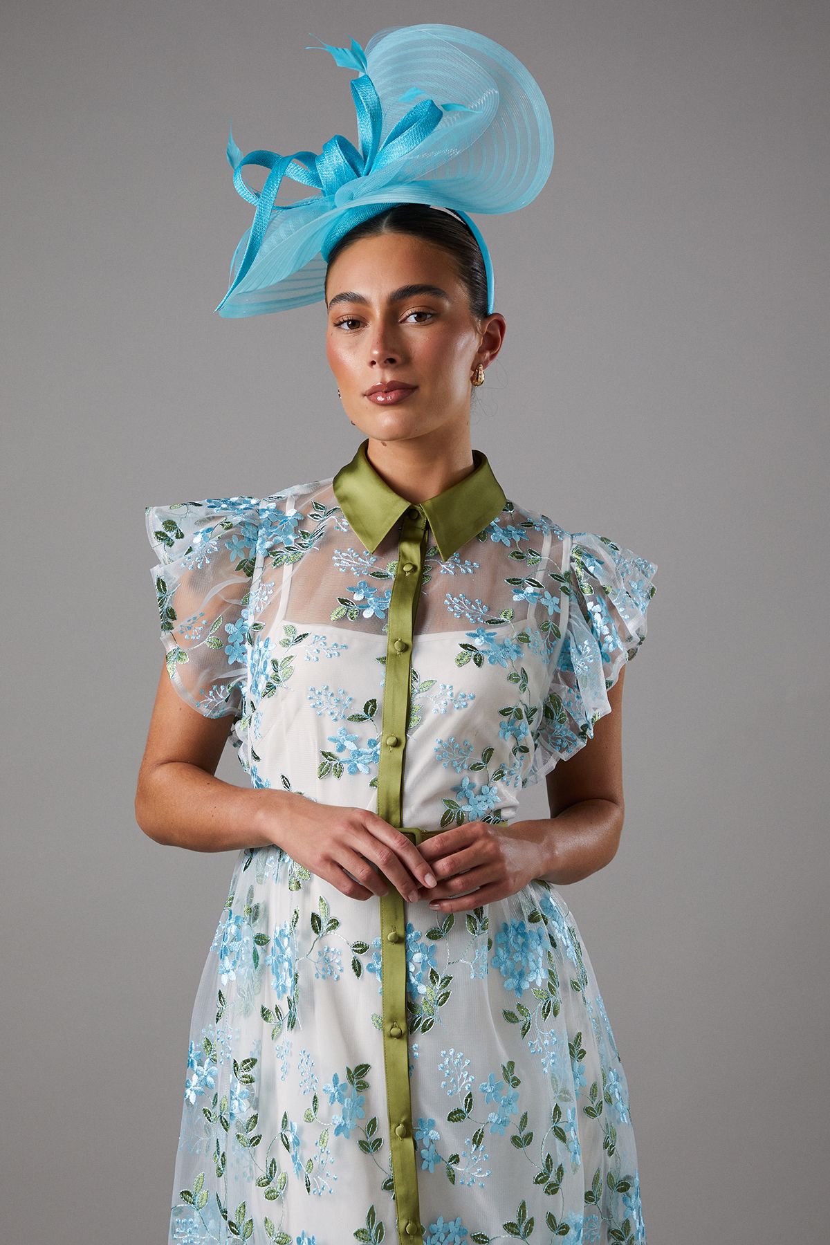 Coast Embroidered Mesh Shirt Midi Dress White image 2