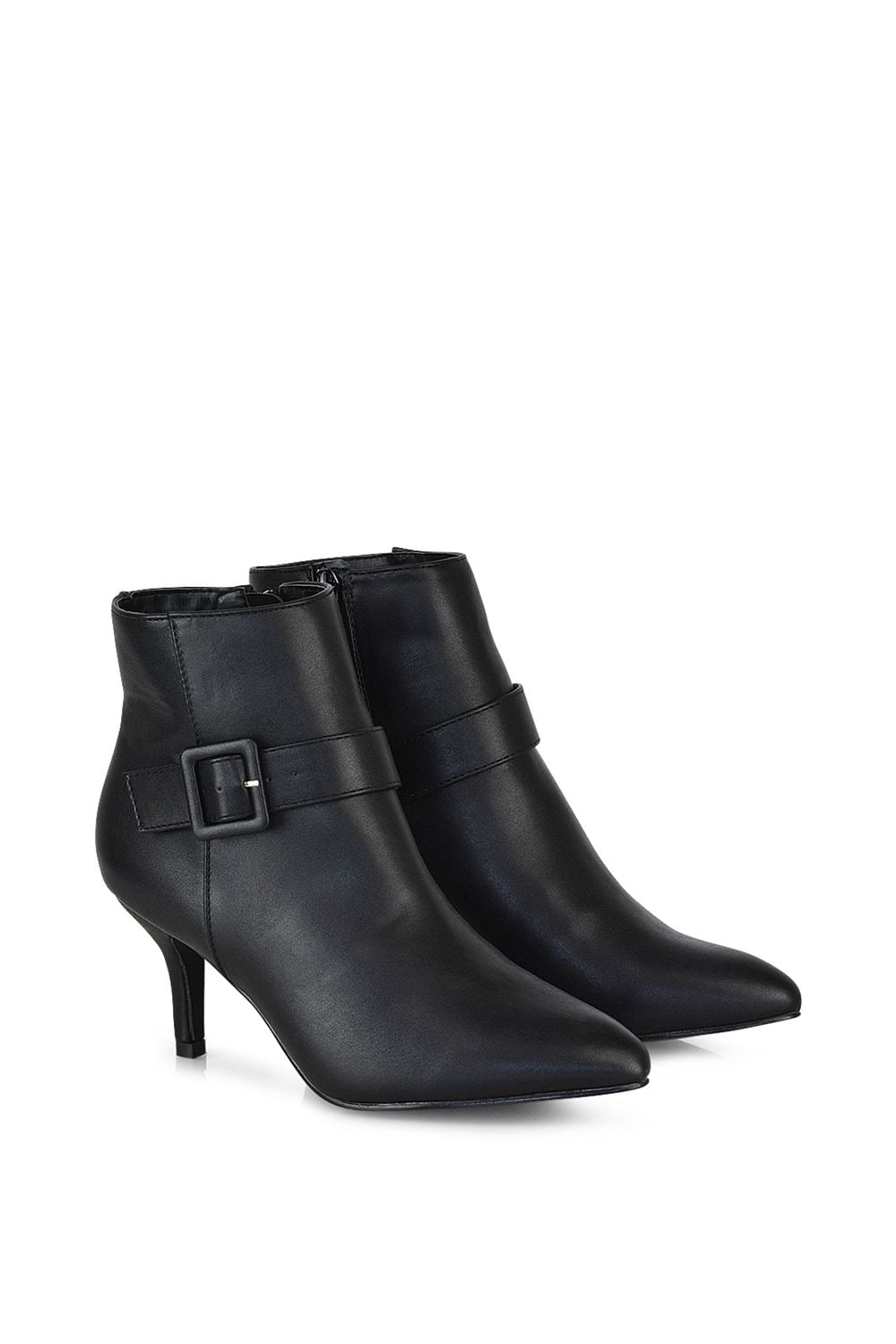 XY London 'Lara' Buckle Detail Pointed Toe Low Stiletto Heel Ankle Boots image 4
