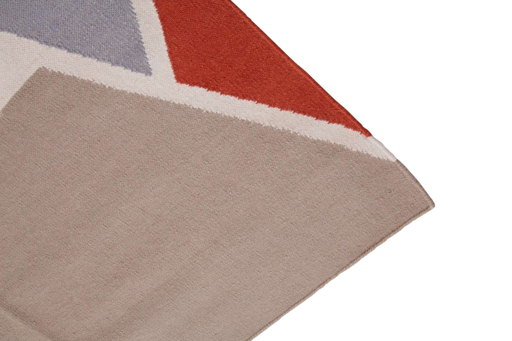 Orsina Natural and Grey Patchwork Rug, Handcrafted Wool Blend Small Area Rug, Aesthetic Floor Rug image 5