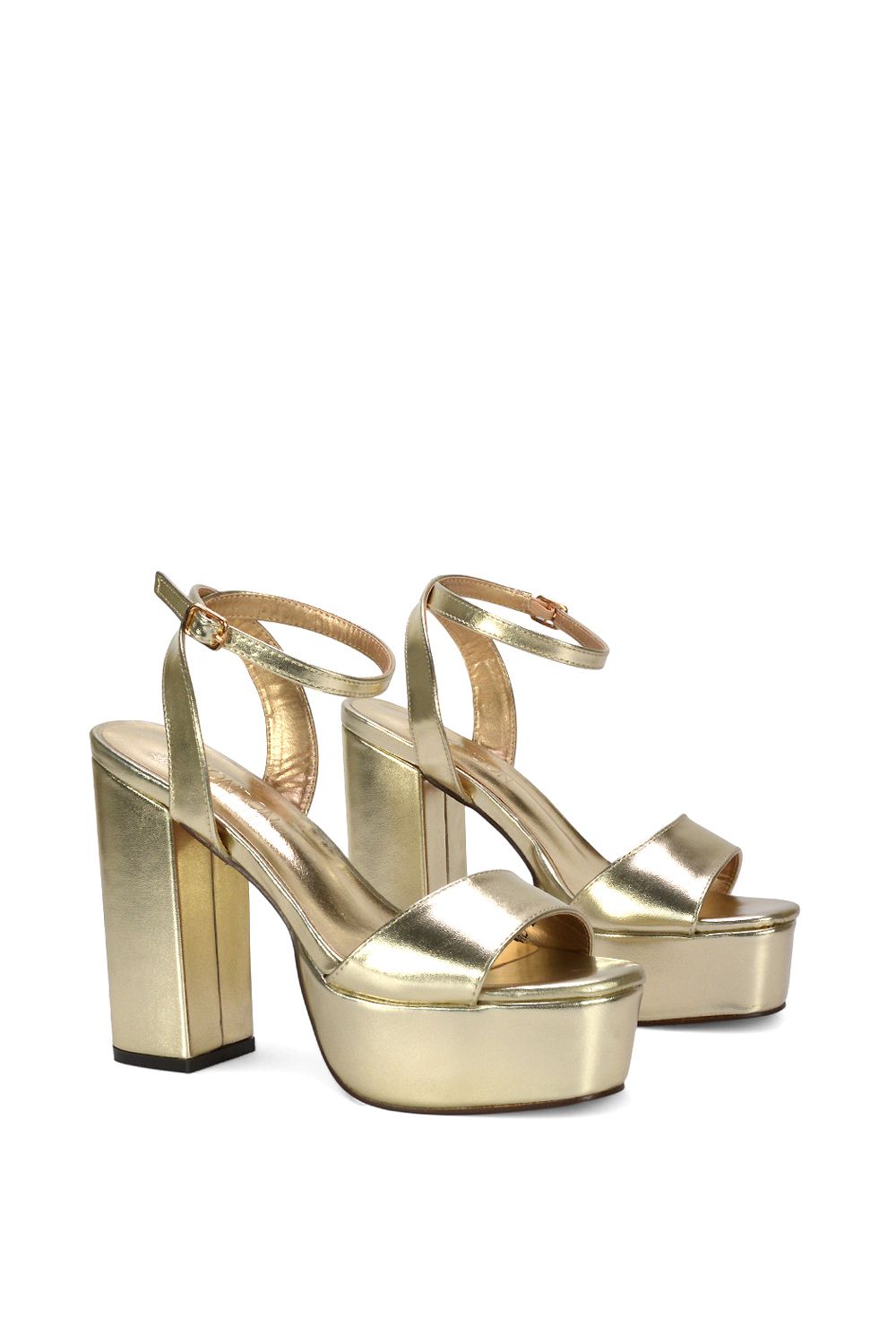 XY London 'Jayce' Strappy Chunky Block High Heel Platform Shoes With Square Toe image 4