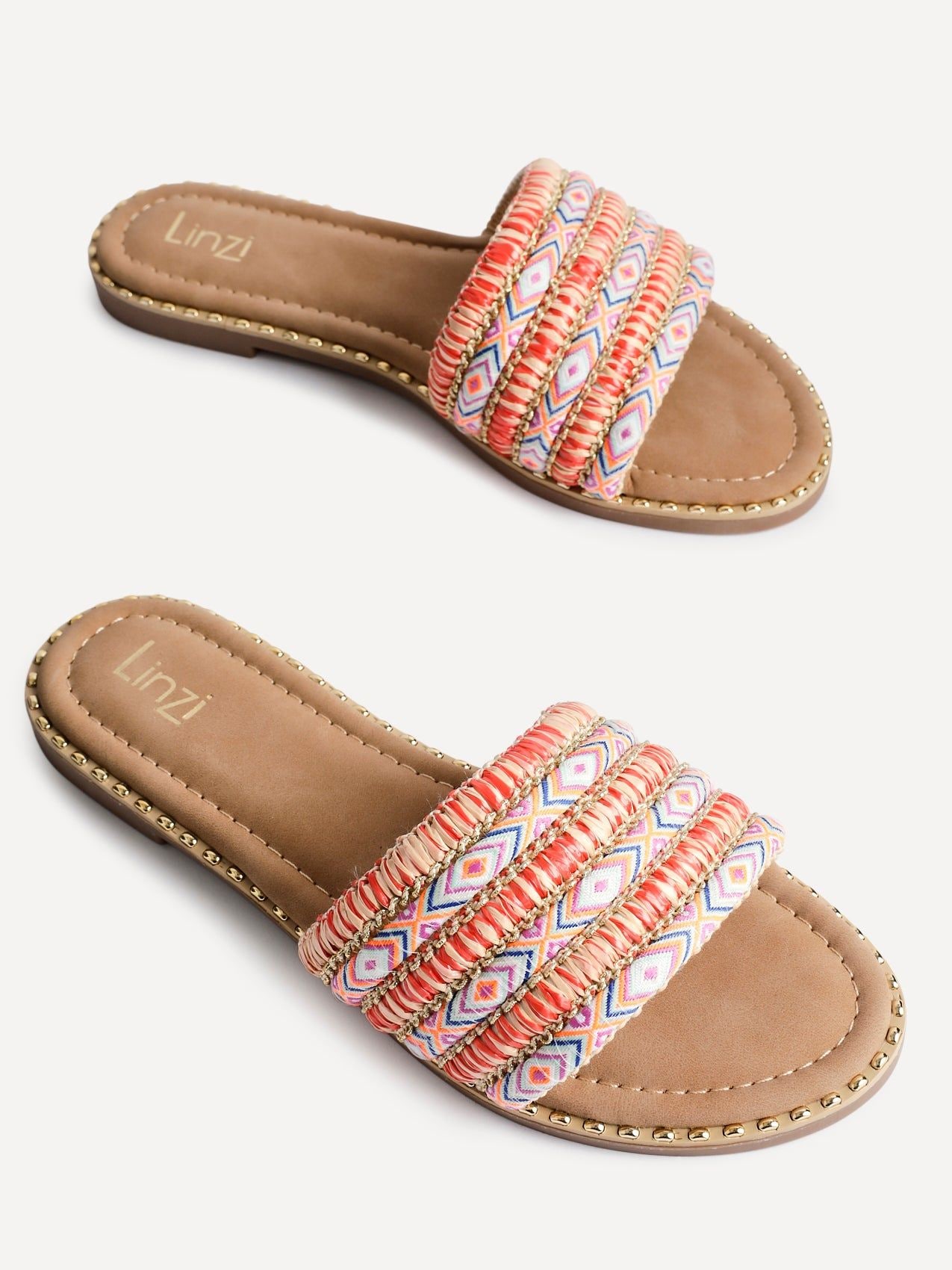 Linzi Mariana Orange Bohemian Inspired Flat Slider Sandal image 5