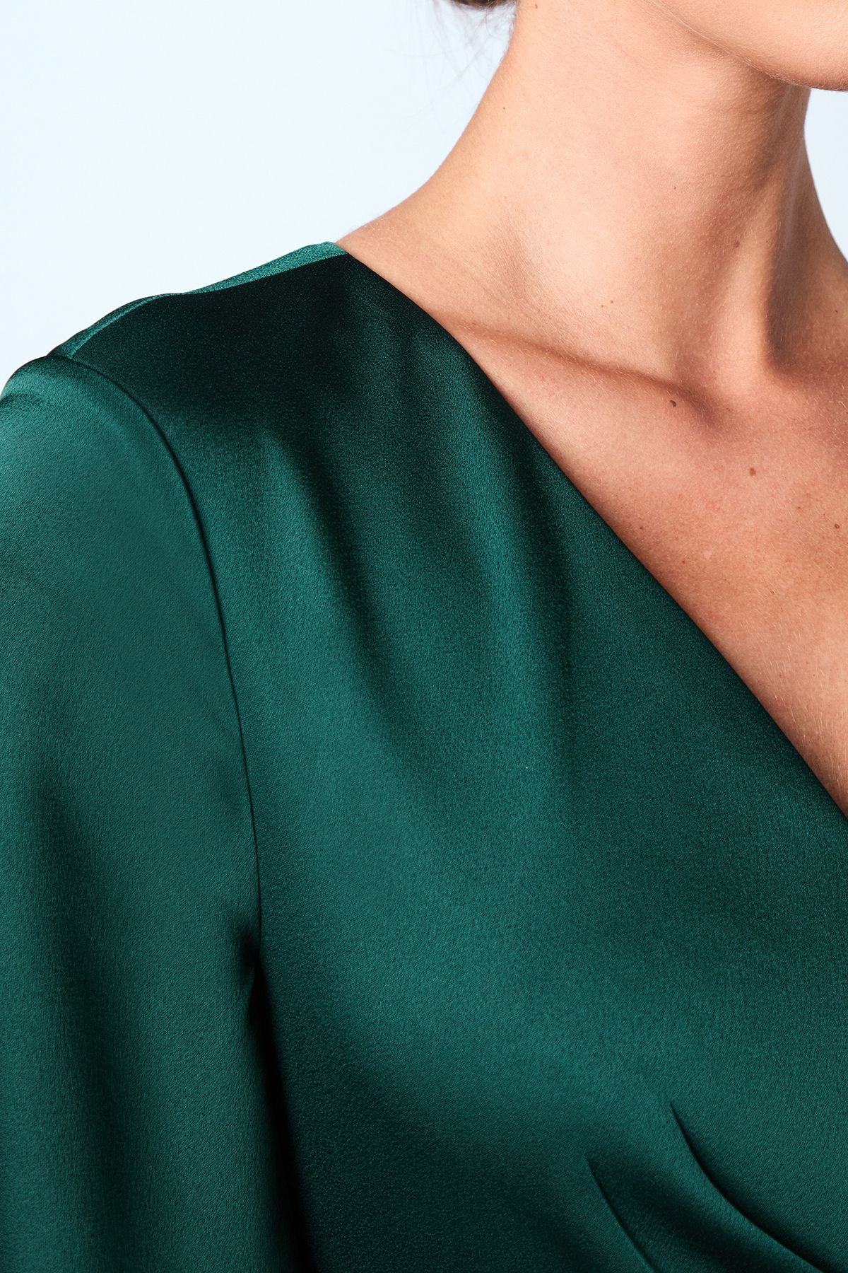 Coast Angel Sleeve Wrap Satin Maxi Bridesmaid Dress Emerald image 4