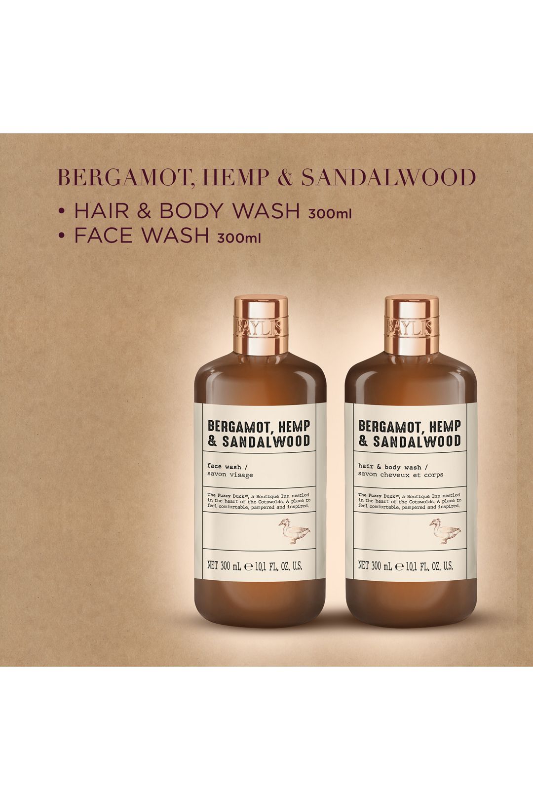 Baylis & Harding The Fuzzy Duck Bergamot, Hemp & Sandalwood Men's Refreshing Duo Gift Set Multi image 4