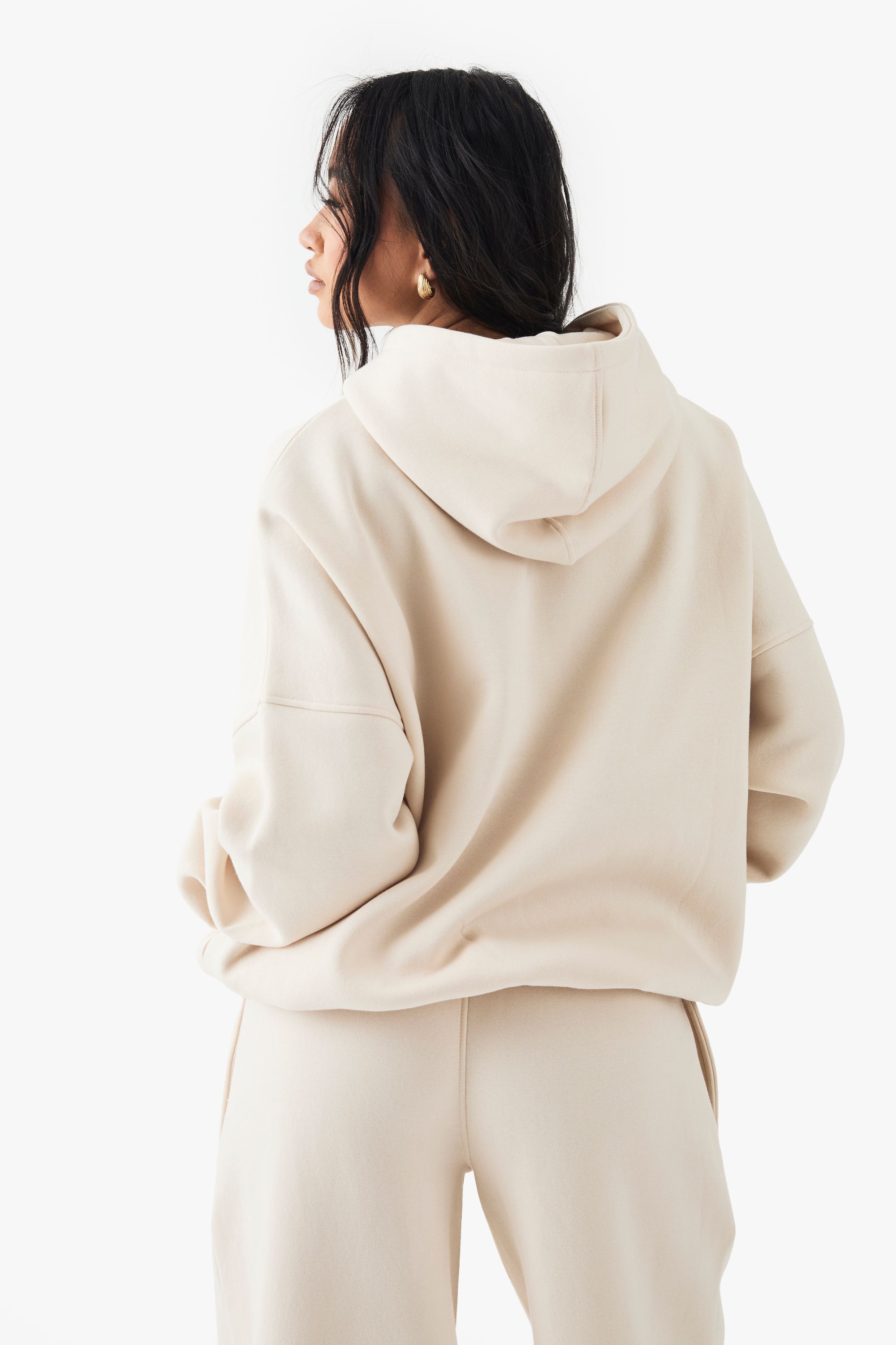 DSGN Studio DSGN Studio Embroidered Script Oversized Hoodie Cream image 2