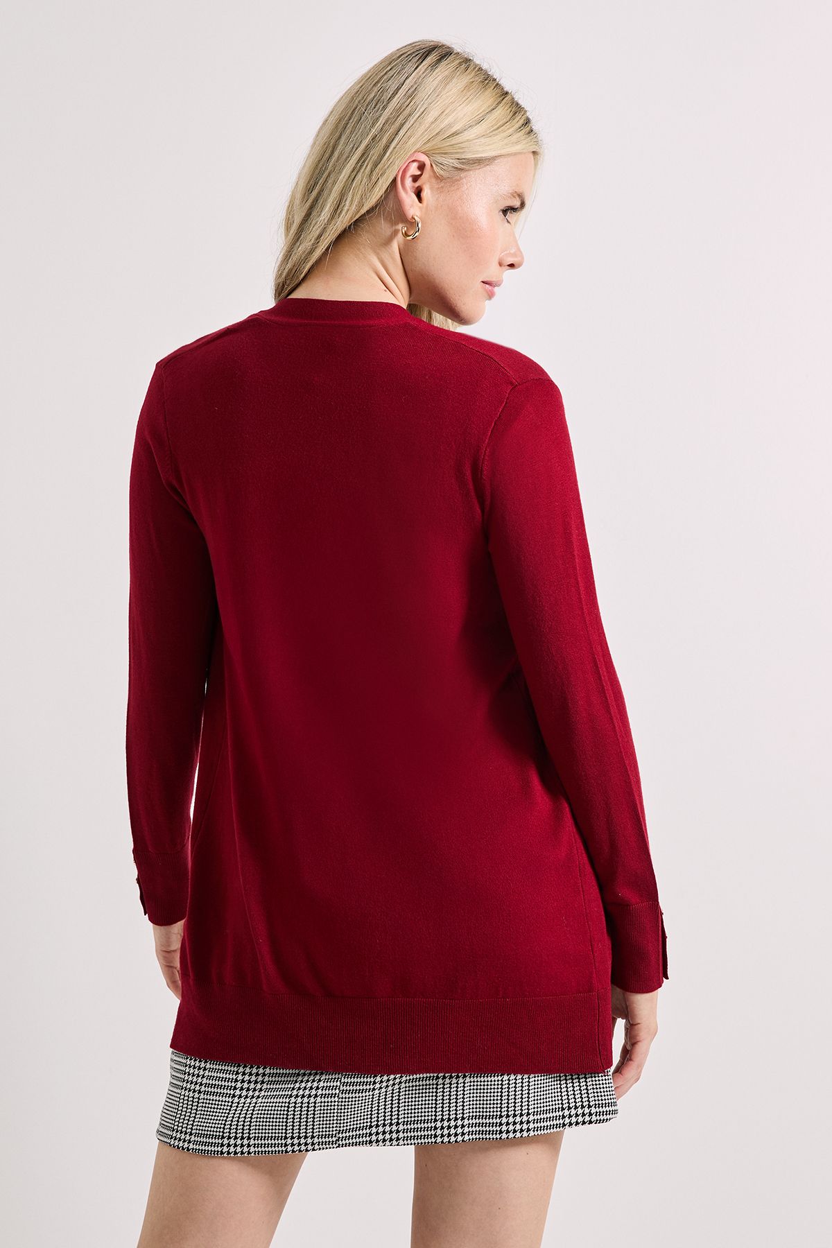 Dorothy Perkins Berry Longline Button Cuff Cardigan Berry image 3