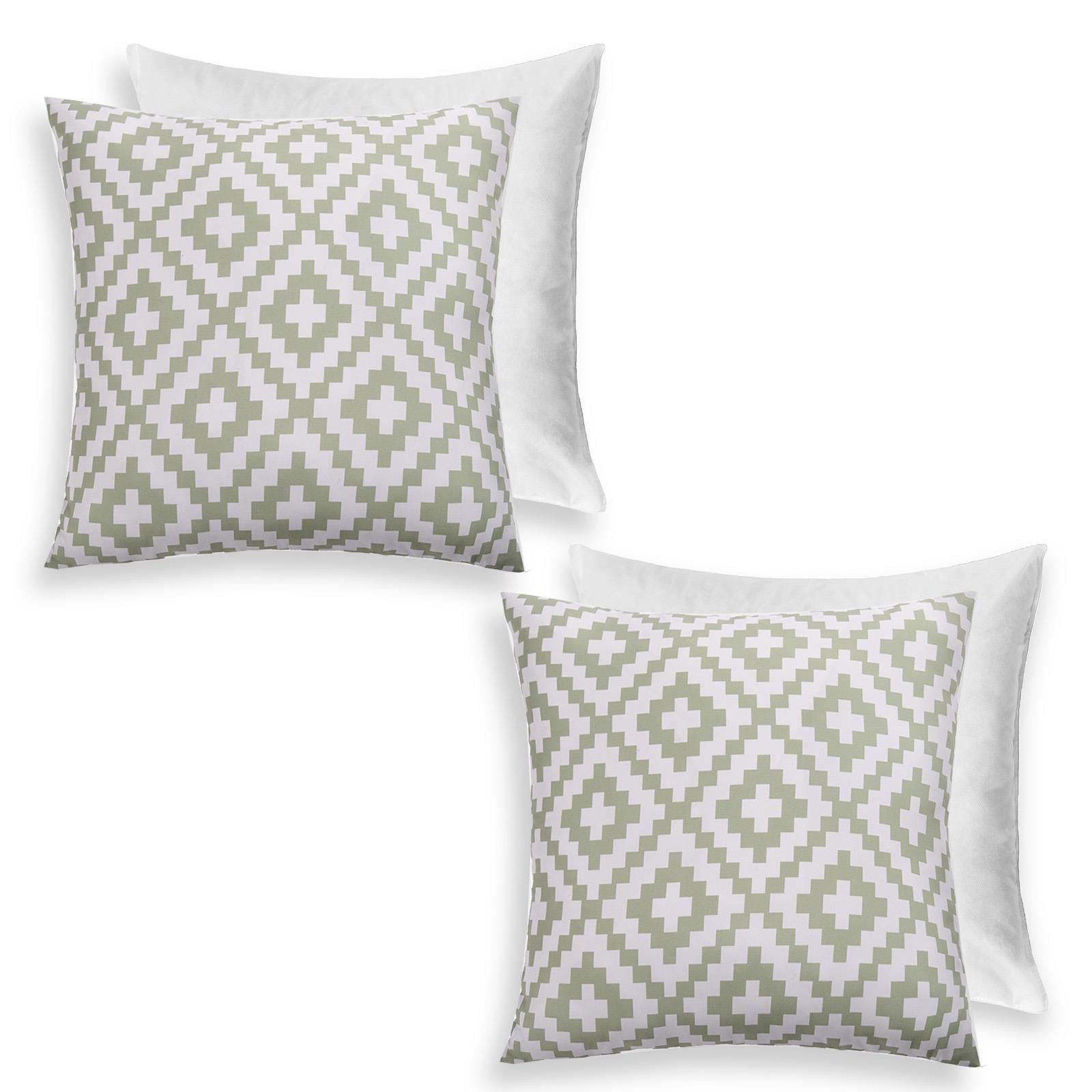OHS 2 Pack  Geometric Cushion Filled Water Resistant Outdoor Garden image 1