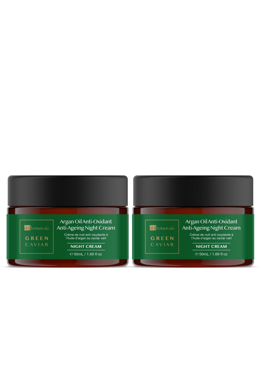 Dr. Botanicals Green Caviar & Argan Oil Anti-Oxidant Anti-Ageing Night Cream 50ml x 2 Duo Pack image 1
