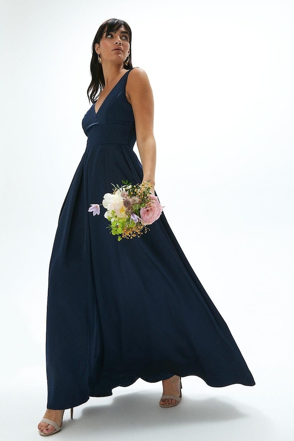 Coast Full Skirted Satin Bridesmaid Maxi Dress Navy