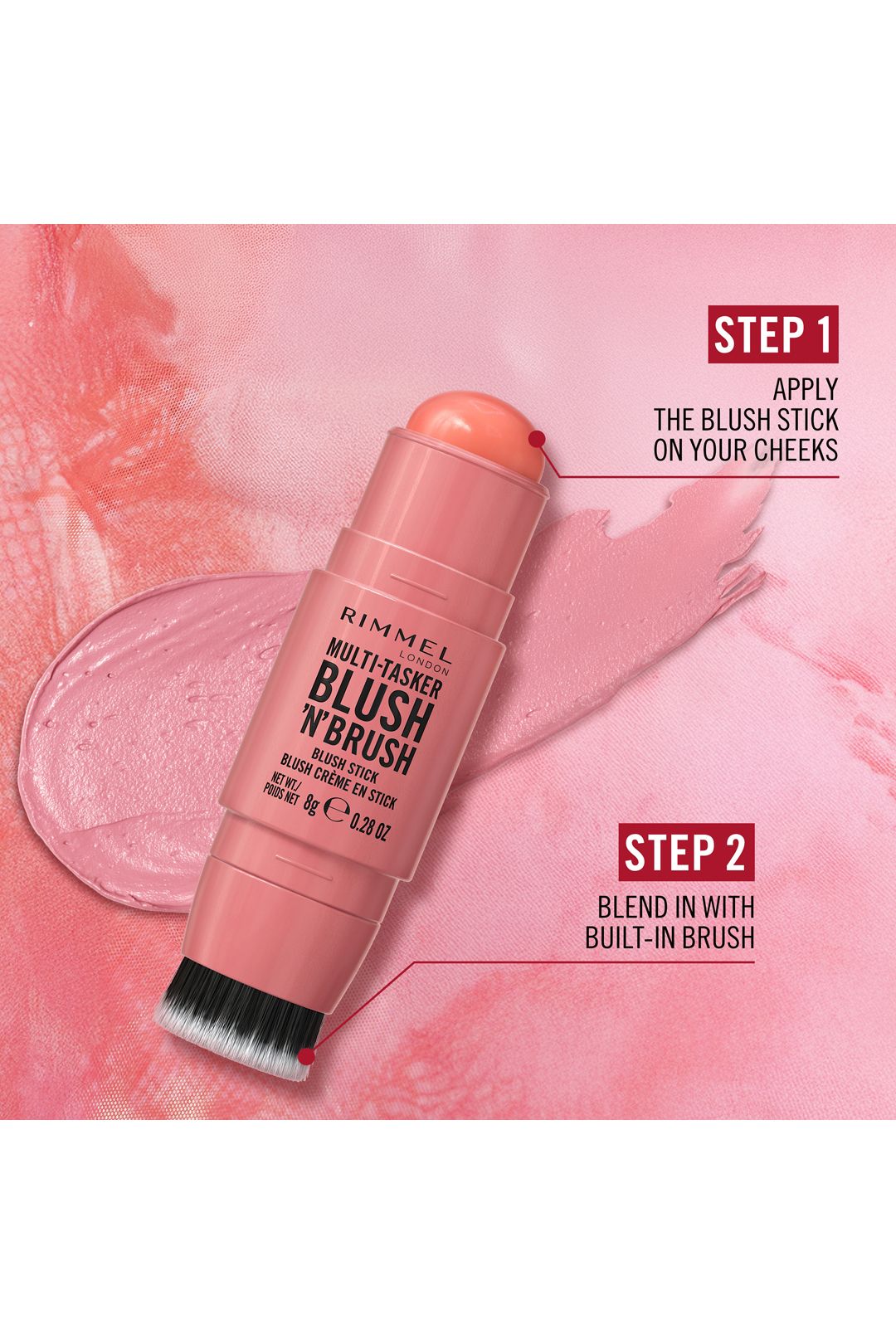 Rimmel London Multi-Tasker Blush'N'Brush Stick 8g Roasted Peach image 6