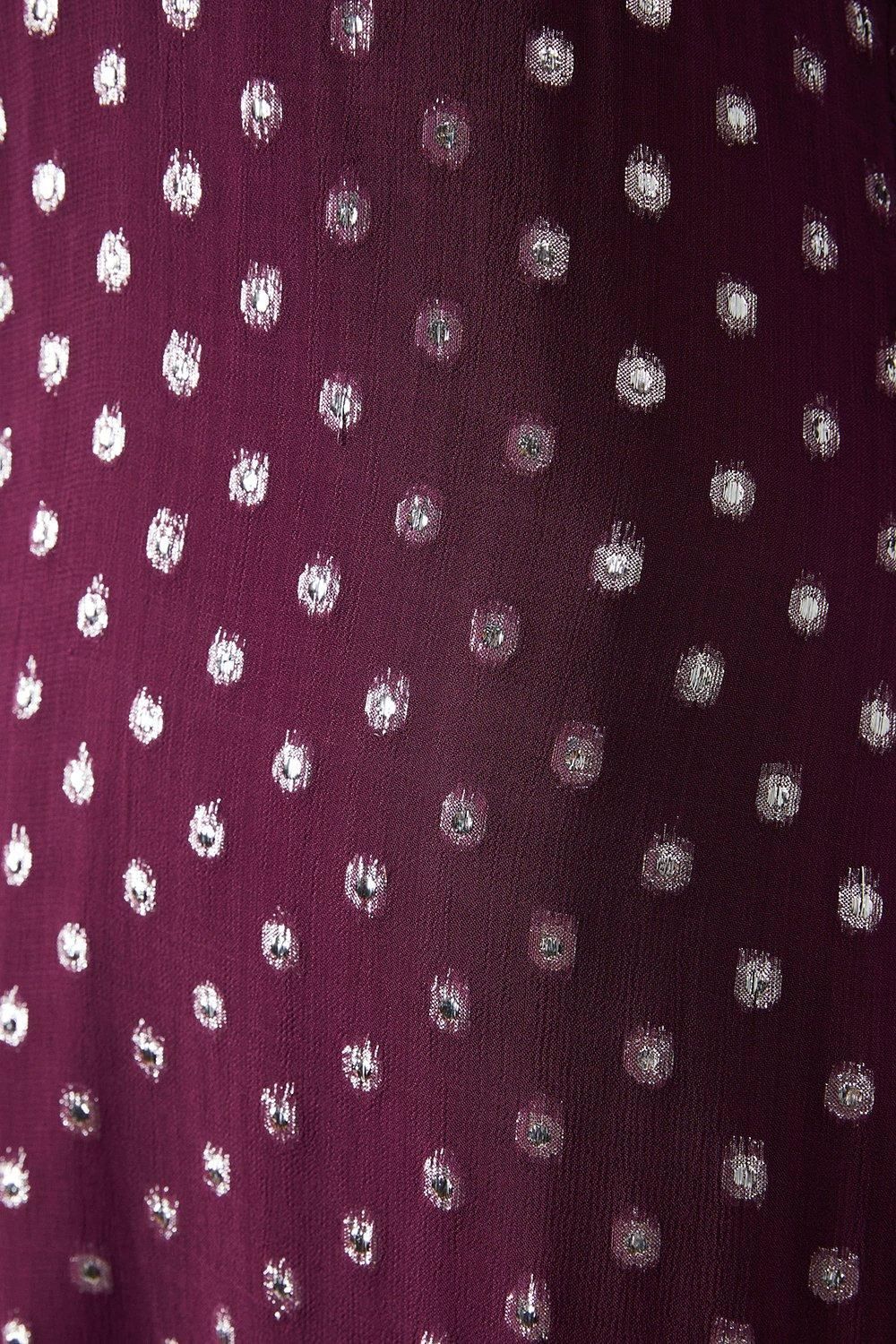 Warehouse Metallic Jacquard Dobby Cross Front Midi Dress Purple image 5