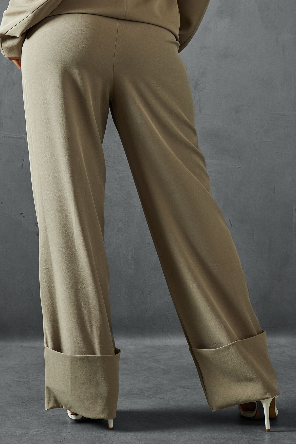 MissPap Tailored Fold Over Hem Trousers Stone image 3