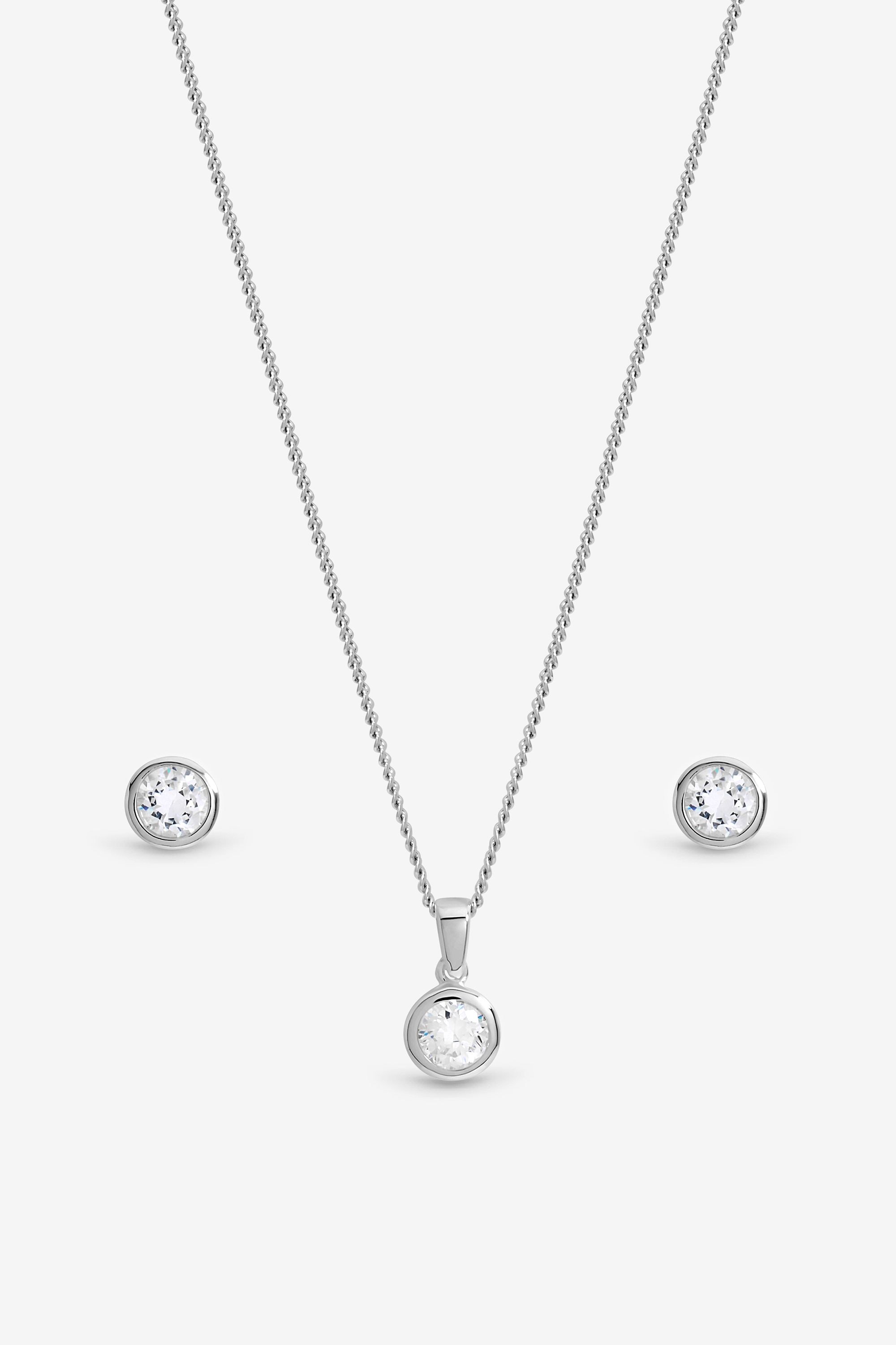 Inicio Sterling Silver Plated Cubic Zirconia Bezel Set - Gift Box image 2