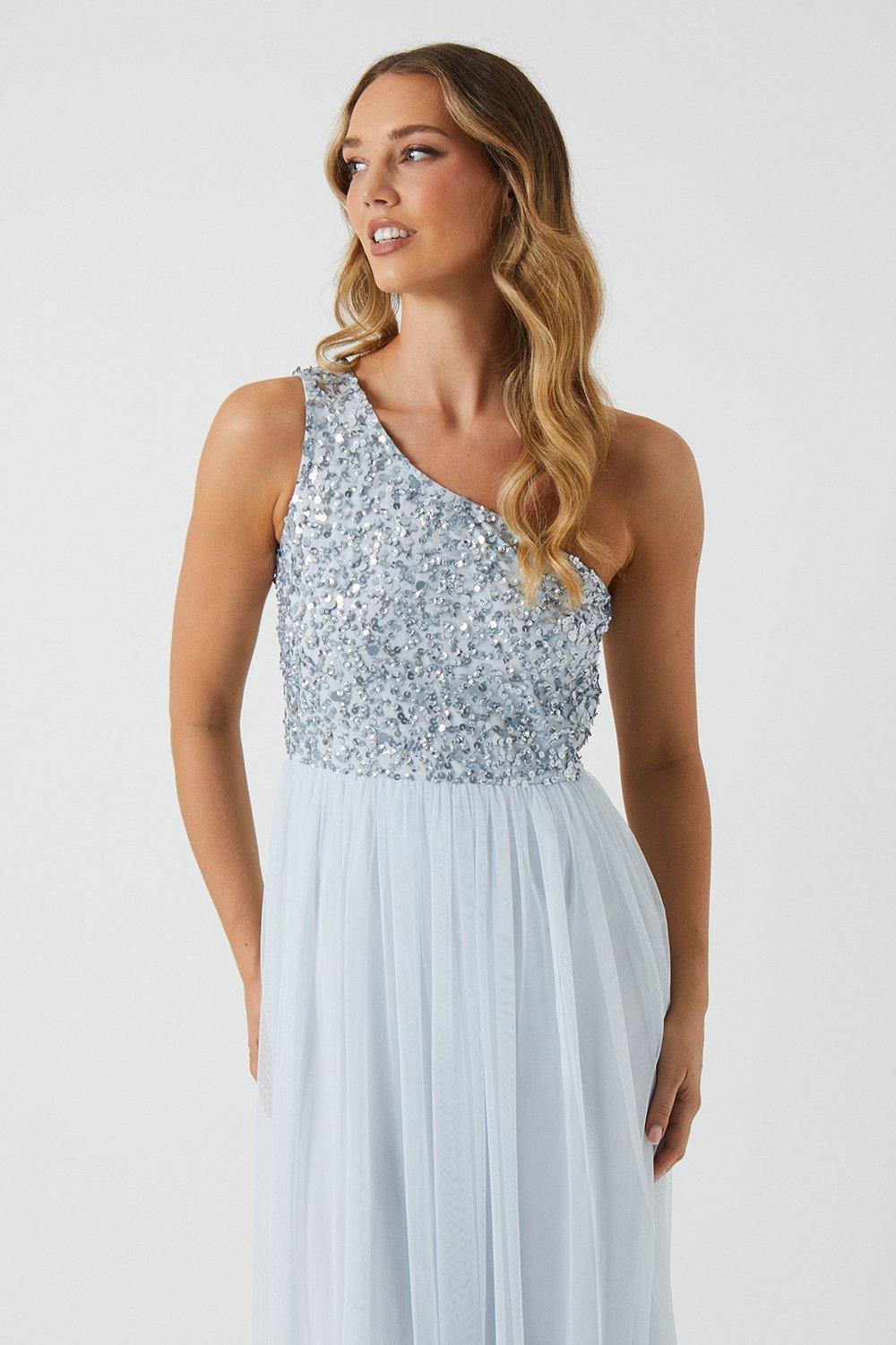 Coast Sequin Mesh Top Two In One Bridesmaid Dress Ice Blue image 2