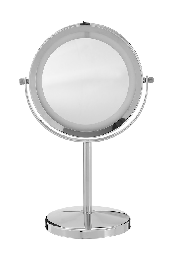 Orsina Stunning LED Backlit Table Mirror With Sling Stand, Chrome Mirror For Shaving, Dressing Table, Vanity Mirror
