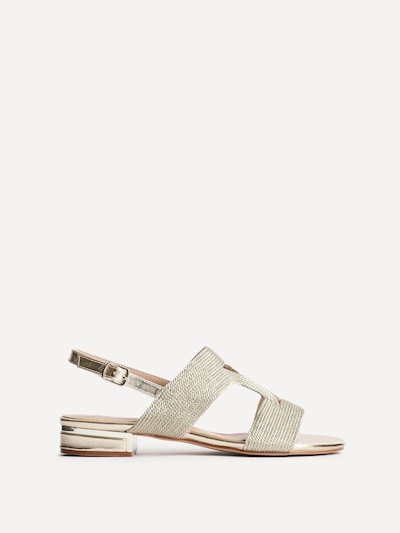 Linzi Reeva Gold Woven Slingback Low Block Heeled Sandals