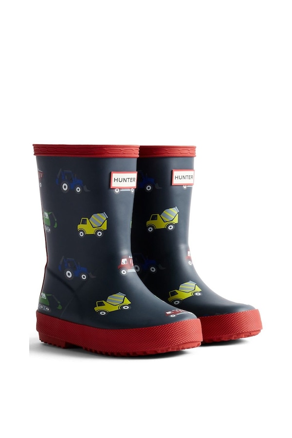 Hunter Kids First Construction Print Wellington Boot