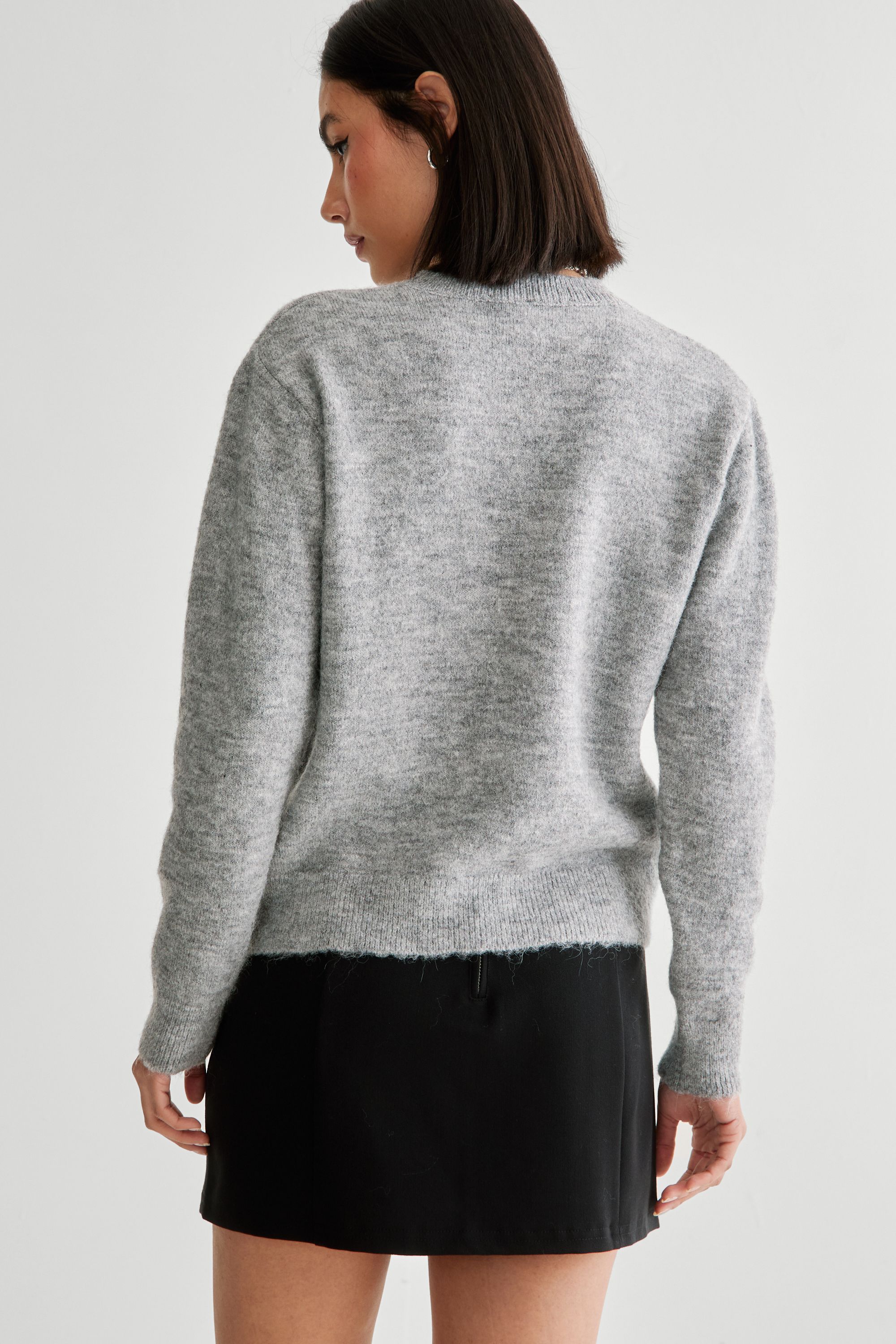 NastyGal Knit Crewneck Jumper Grey image 4