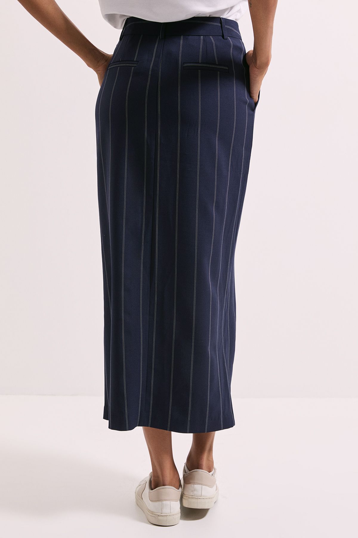 Dorothy Perkins Stripe Column Midaxi Skirt Navy image 3