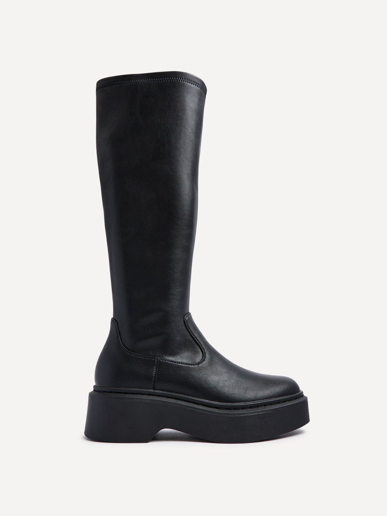 Linzi Bruna Black Faux Leather High Leg Stretch Boot image 1